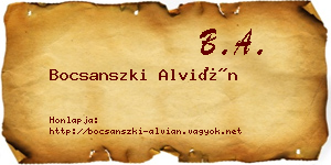 Bocsanszki Alvián névjegykártya